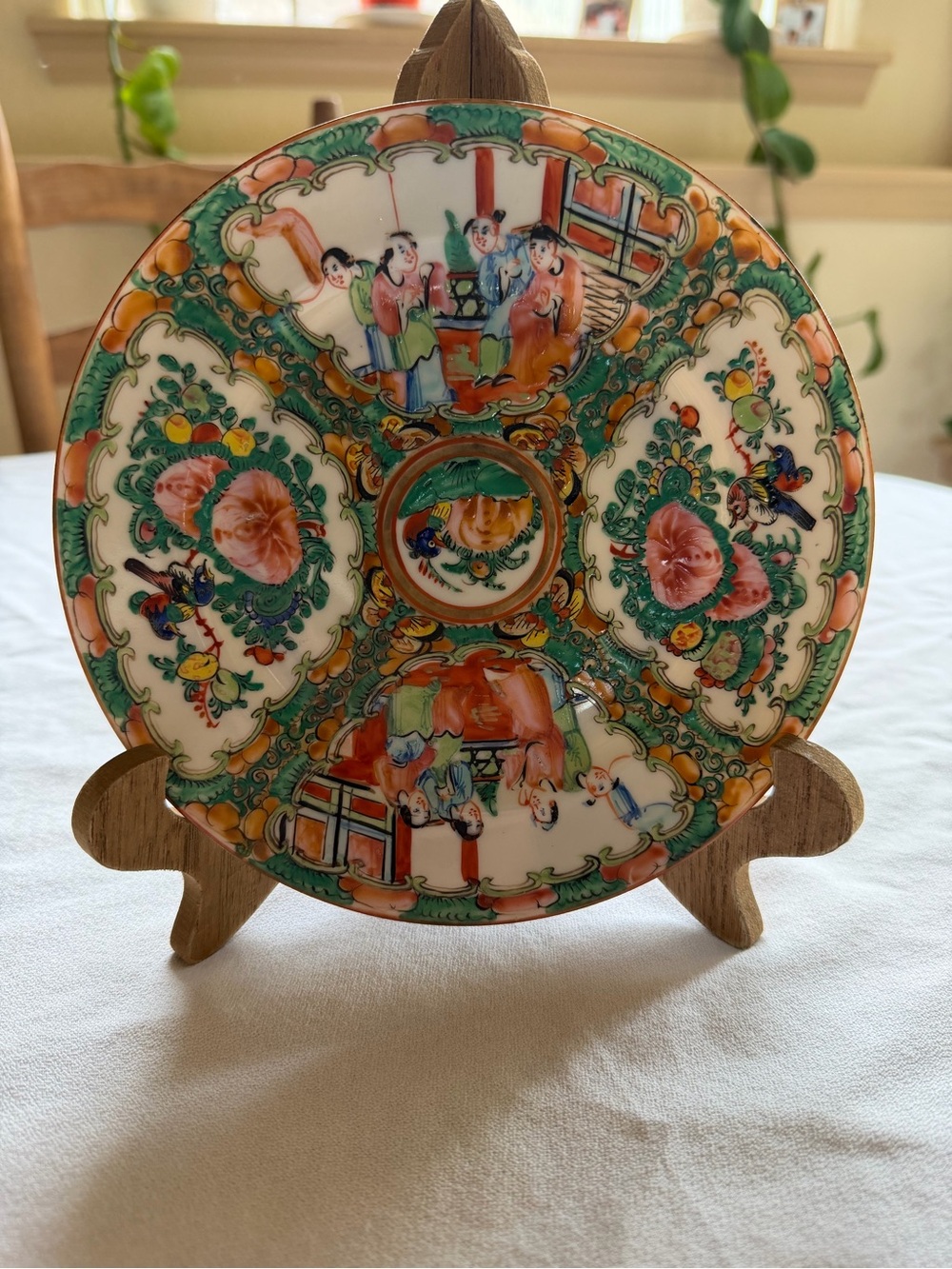 Vtg Rose Famille (Rose Medallion) Hand-Painted Decorative Porcelain Plate